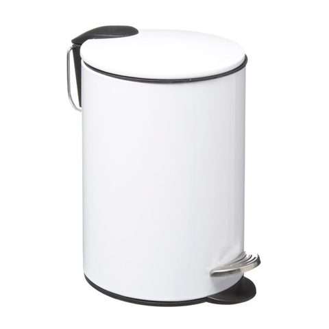 5Five Poubelle de salle de bains 3L à pédale, blanc