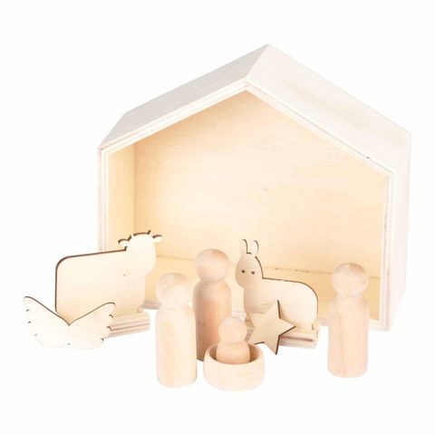 Artdesign Crèche de Noël à Décorer en Bois 6 Sujets