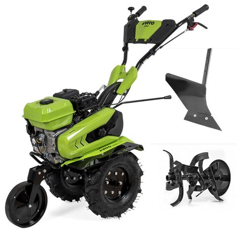 Vito Motoculteur à essence 7CV 212 Cm3 5200W + Jeu de FRAISES + Butteur Idéal Jardin & Maraîchage