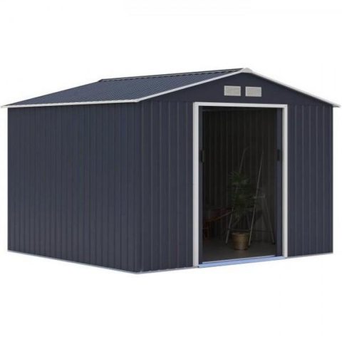 Market24 Abri de jardin en métal 7,06 m² - 277 x 255 x 202 cm - MERCURE - Kit d'ancrage inclus, 2 portes coulissantes