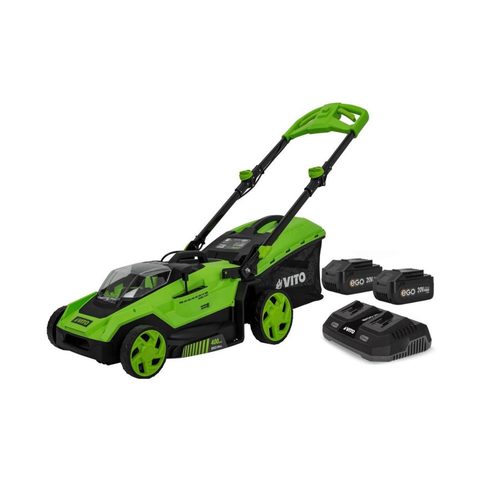 Vito Tondeuse à gazon 40V -2 Batteries lithium 2.0Ah Chargeur Double Moteur Brushless Gazon 500m2