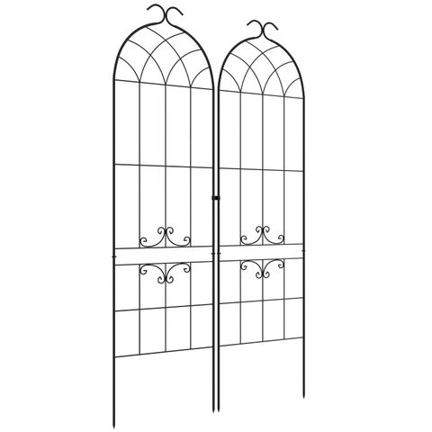 Outsunny Lot de 2 treillis de jardin support pour plantes grimpantes métal