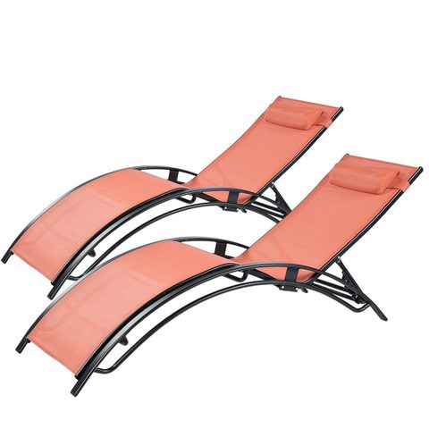 Concept Usine Lot de 2 transats ajustables noir et terracota CALI