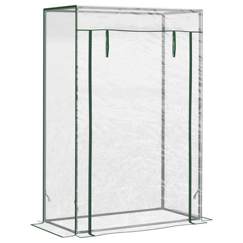 Outsunny Serre de Jardin serre à tomates 1L x 0,5l x 1,5H m porte zippée déroulante acier thermolaqué PVC haute densité 140 g/m² anti-UV