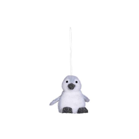 Feeric Light & Christmas Suspension pingouin gris argent et blanc 11cm