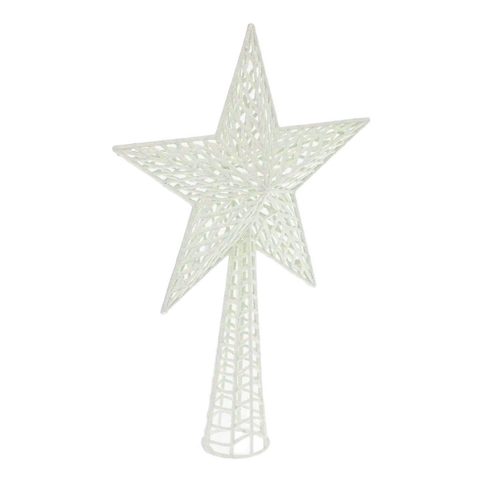 Feeric Light & Christmas Cimier Déco Avec Paillettes Étoile 38cm Écru