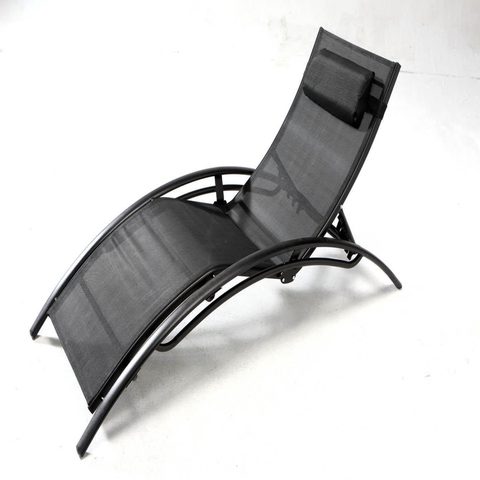 Concept Usine Lot de 2 transats ajustables avec pieds en acier noir LIMEA