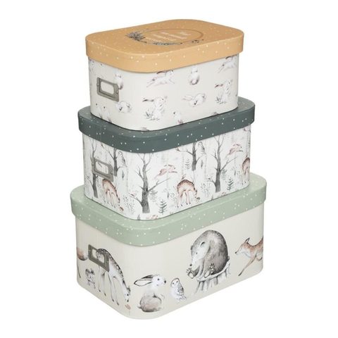 Atmosphera Kids Lot de 3 Boîtes de Rangement Forêt 36cm