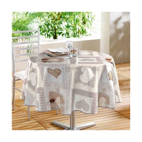 Douceur d'Intérieur Nappe ronde toile cirée cosy coeur 160cm