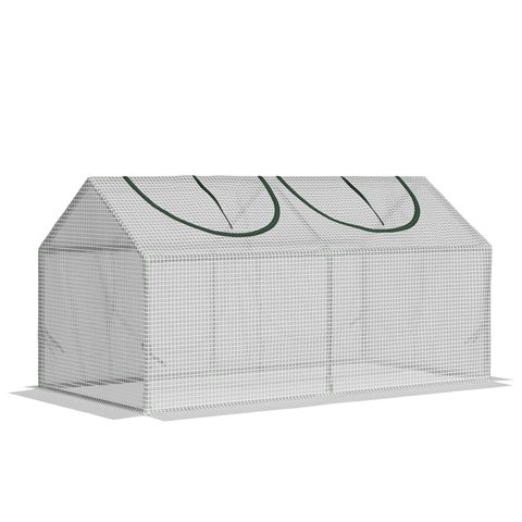 Outsunny Mini serre de jardin serre à tomates 120 x 60 x 60 cm 2 fenêtres zippées enroulables acier thermolaqué PE haute densité