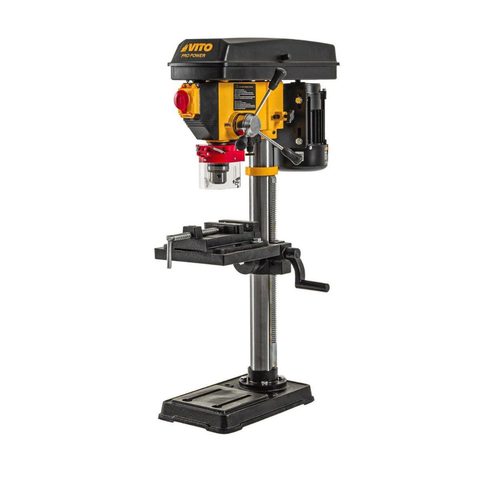 Vito Perceuse à colonne 550W 16mm 12 Vitesses 300-2550 tr/min Guide Laser Table Inclinable Étau Atelier