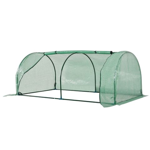 Outsunny Serre de jardin tunnel serre à tomates dim. 2L x 1l x 0,8H m porte zippée enroulable bâche PE