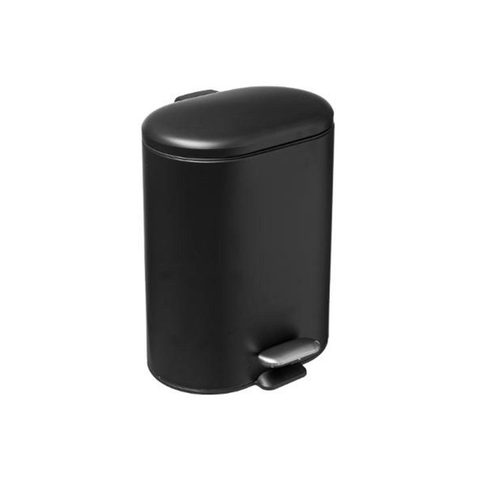 5Five Poubelle de salle de bains à pédale en acier noir 6L, Siliflex