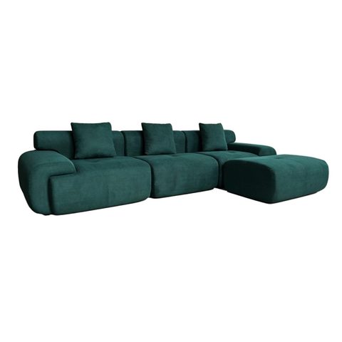 Concept Usine Canapé compressé modulable en tissu chenille vert foncé 4-5 places SHEFFIELD