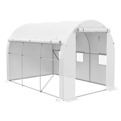 Outsunny Serre de jardin tunnel 6 m² galvanisé renforcé dia. 1,9 cm bâche PE haute densité