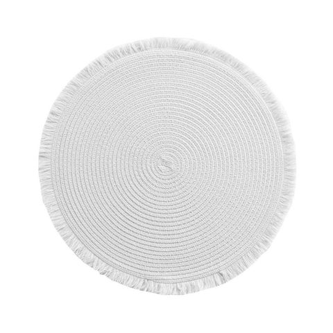 Douceur d'Intérieur Set de table rond avec franges falbala 38cm