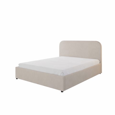 Concept Usine Lit avec c de rangement 140x190cm velours beige HOUSTON