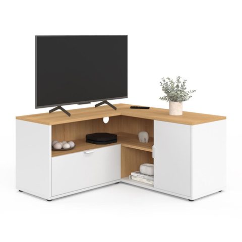 Id Market Meuble tv 90 x 90 cm d'angle baltazar façon hêtre