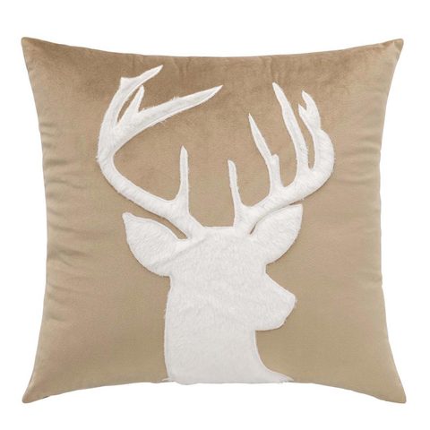 Douceur d'Intérieur Coussin déco en velours cerf 45x45cm