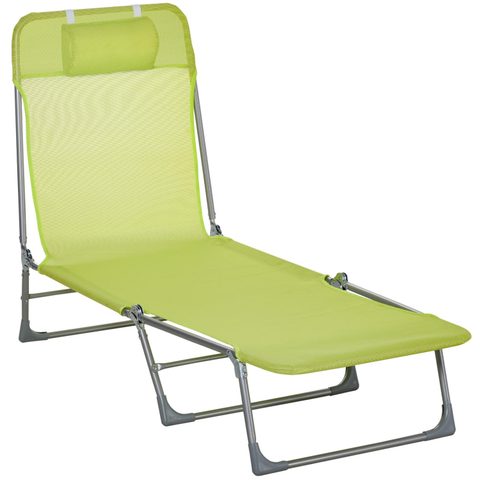 Outsunny Bain de soleil transat pliable dossier réglable 5 positions acier teslin