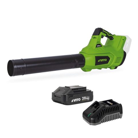 Vito Souffleur de Feuilles Sans Fil 20V + Batterie lithium 2.0Ah + Chargeur rapide 2 Vitesses Nettoyage Terrasse Allée Jardin