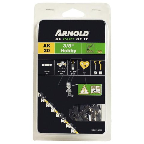 Arnold Chaîne de tronçonneuse 3/8, 1,1 mm - 57 maillons entraîneurs - gouges demi-rondes