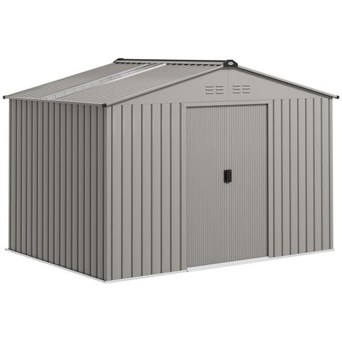 Outsunny Abri de jardin 5,4 m² - cabanon double porte coulissante - fondation incluse - 277 x 195 x 192 cm - tôle d'acier ondulée