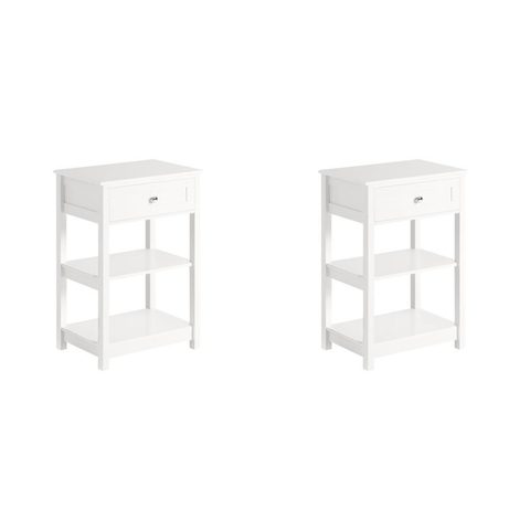 Sobuy Chevet blanc avec tiroir et 2 étagères 45x30x68cm fbt46-wx2