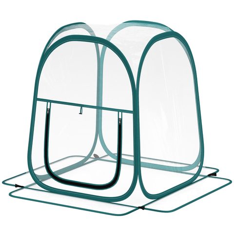 Outsunny Mini serre de jardin pop up avec sac de transport - porte zippée enroulable - dim. 70 x 70 x 80 cm - PVC