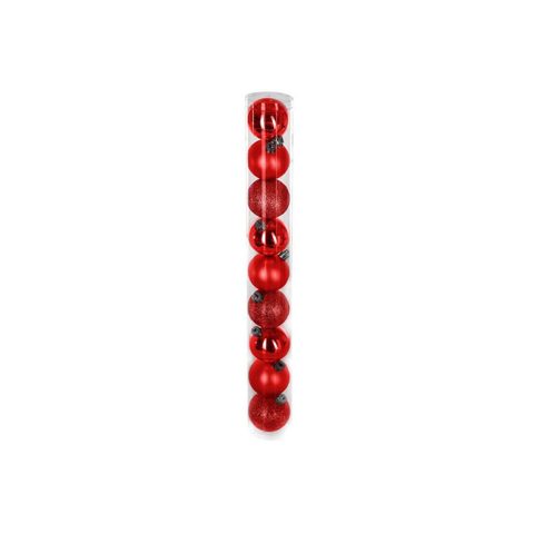 Feeric Light & Christmas Boule de noël rouge lisses et effet relief ∅60mm - Lot de 9