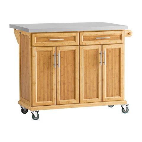 Sobuy Îlot De Cuisine à deux tiroirs - Couleur Bois - 115x71x92cm - Fonctionnel - FKW69-N