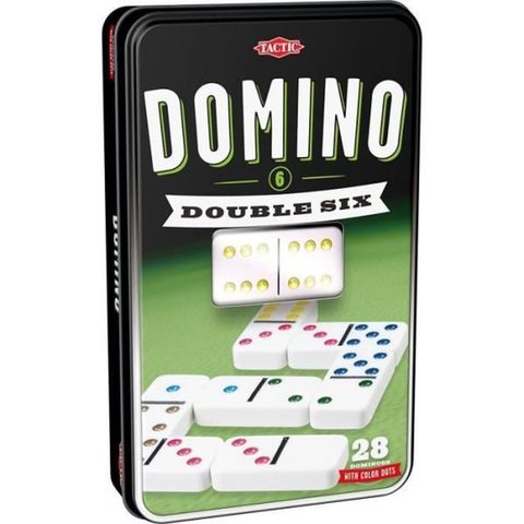 Tactic Jeu de dominos Double 6 en boîte métal - Garçon et Fille - A partir de 5 ans