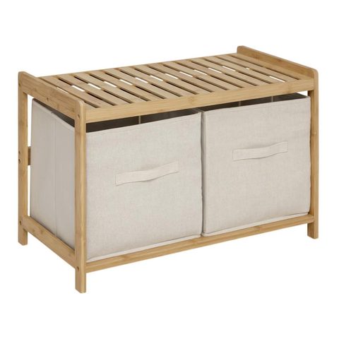 5Five Banc de salle de bain avec 2 rangements bambou l.66,8 x H.35 x P.44 cm Tidy Box