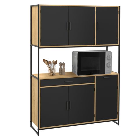Id Market Buffet de cuisine 120 cm boston meuble 6 portes design industriel + tiroir