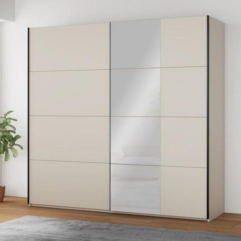 Market24 Armoire - 2 portes coulissantes - Cachemire + Miroir - L220 1 x P61 2 x H210 5 cm