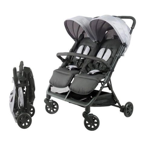 Bambisol DS209 - Poussette Double Cote a Cote Pour Jumeaux des la Naissance Pliage Ultra-Compact