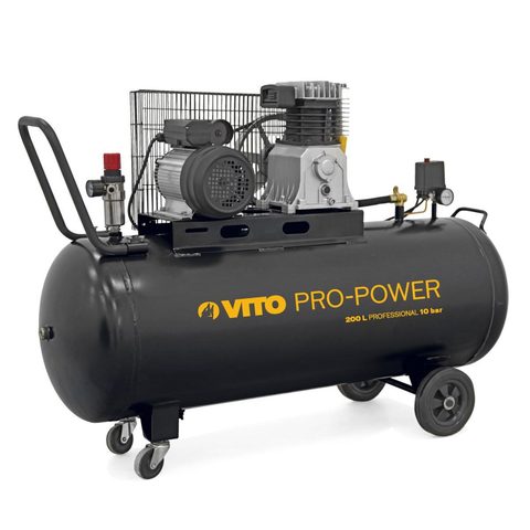 Vito Compresseur d'air à Courroie 200 Litres 4CV 3KW Pression 10 Bar 230V