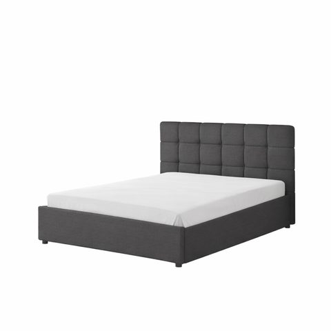 Concept Usine Lit avec c de rangement 140x190cm velours gris foncé SANTA