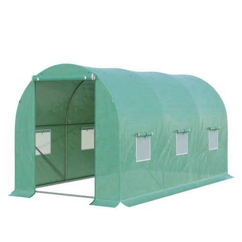 Outsunny Serre de jardin tunnel 8 m² 4L x 2l x 1,9H m acier galvanisé renforcé diamètre 2,4 cm + PE haute densité fenêtres porte