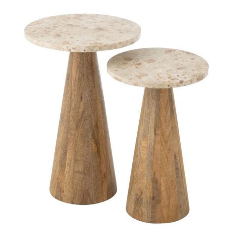 J-line Lot de 2 Tables d'Appoint en Marbre Eula 53cm