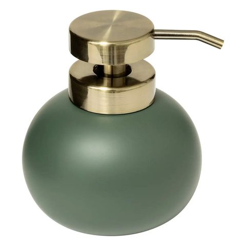 5Five Distributeur de savon à pompe coloris vert ficus et acier doré, Duo