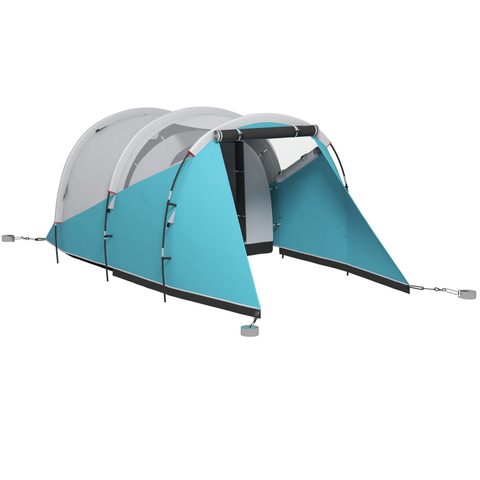 Outsunny Tente de camping familiale 4-5 personnes - tente tunnel 2 portes fenêtres - dim. 4,6 x 2,6 x 1,9 m