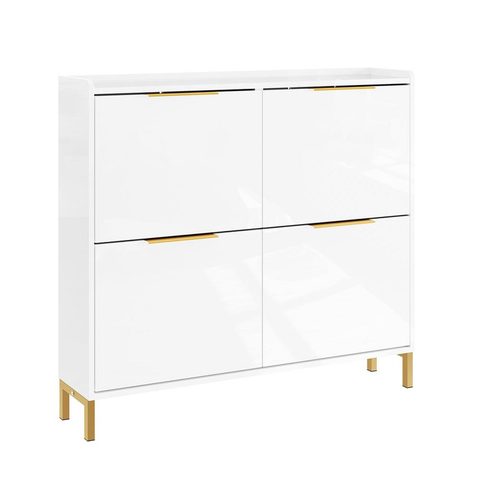 Sobuy Meuble À Chaussures 4 portes - Blanc - 100x48x90cm - Moderne - FSR206-GW