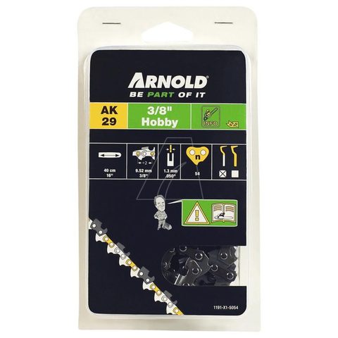 Arnold Chaîne de tronçonneuse 3/8, 1,3 mm - 54 maillons d'entraineurs - gouges demi-rondes