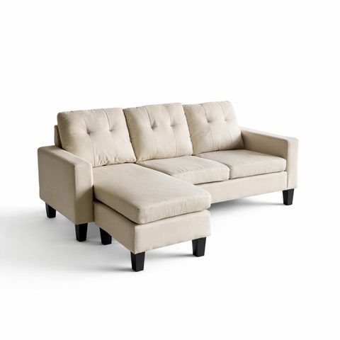 Concept Usine Canapé d'angle 3 places en tissu beige BELFAST