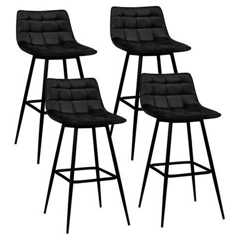 Id Market Lot de 4 tabourets de bar mady en velours