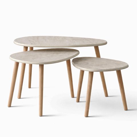 Concept Usine Set de 3 tables gigognes design effet travertin TIRA