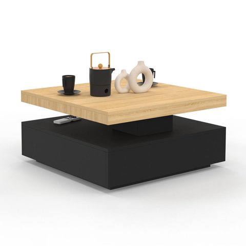 Id Market Table basse carrée pivotante thea 70 cm bois