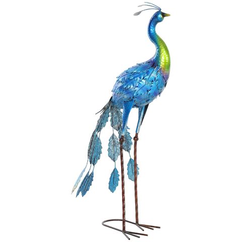 Outsunny Statue de jardin paon H. 83 cm - décoration de jardin - métal