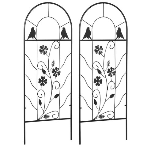 Outsunny Lot de 2 treillis de jardin supports pour plantes grimpantes - dim. 38L x 98H cm - métal époxy